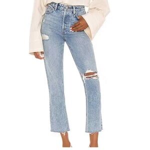 GRLFRND Karolina High Rise Straight Crop in Larchmont with Rips Size 26